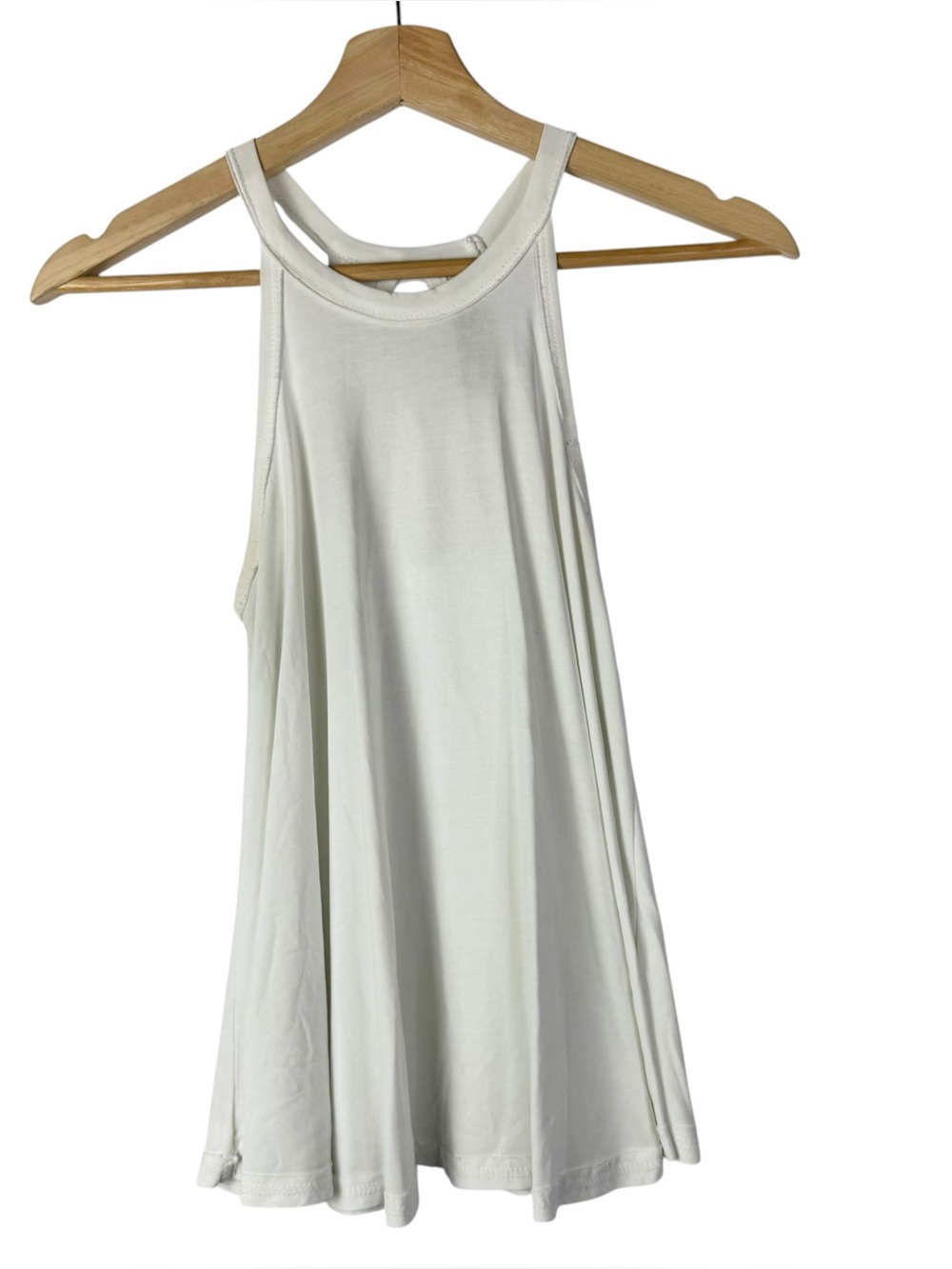 Fab'rik White High Neck Open Back Swing Tank Top S